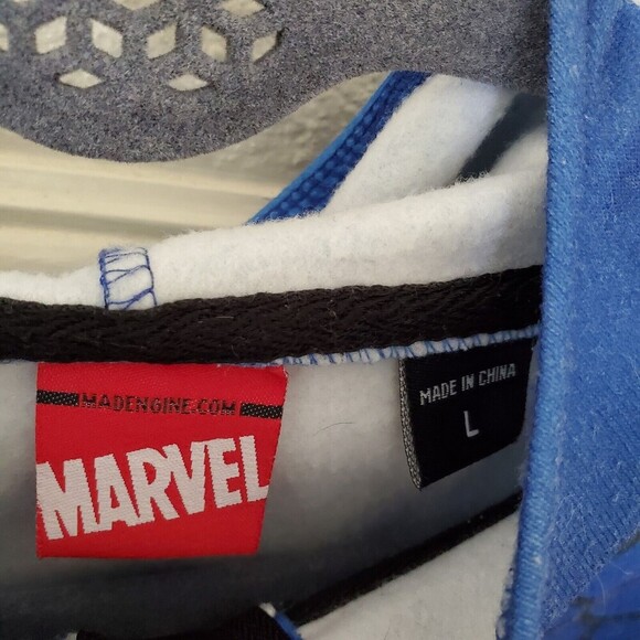 Captain America Men’s Jacket Red White Blue Full Zip Hoodie Mask Size L Costume - Picture 10 of 12